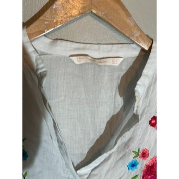 Zara Blue Embroidered Peasant Blouse Size S - Picture 4 of 5